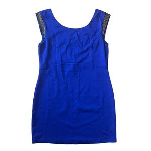 Francesca's Needle & Thread Blue Short Dress Gold Sequin Women's Medium New